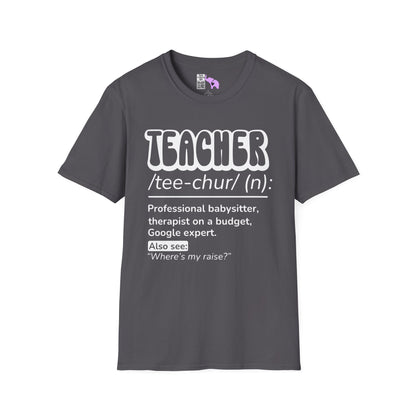 Teacher Definition, Professional Babysitter, Therapist on a Budget, Google Expert Adult T-shirt
