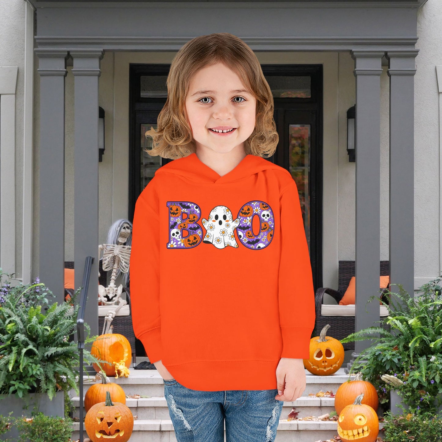 Cute Floral Boo w/Ghost Toddler Hoodie