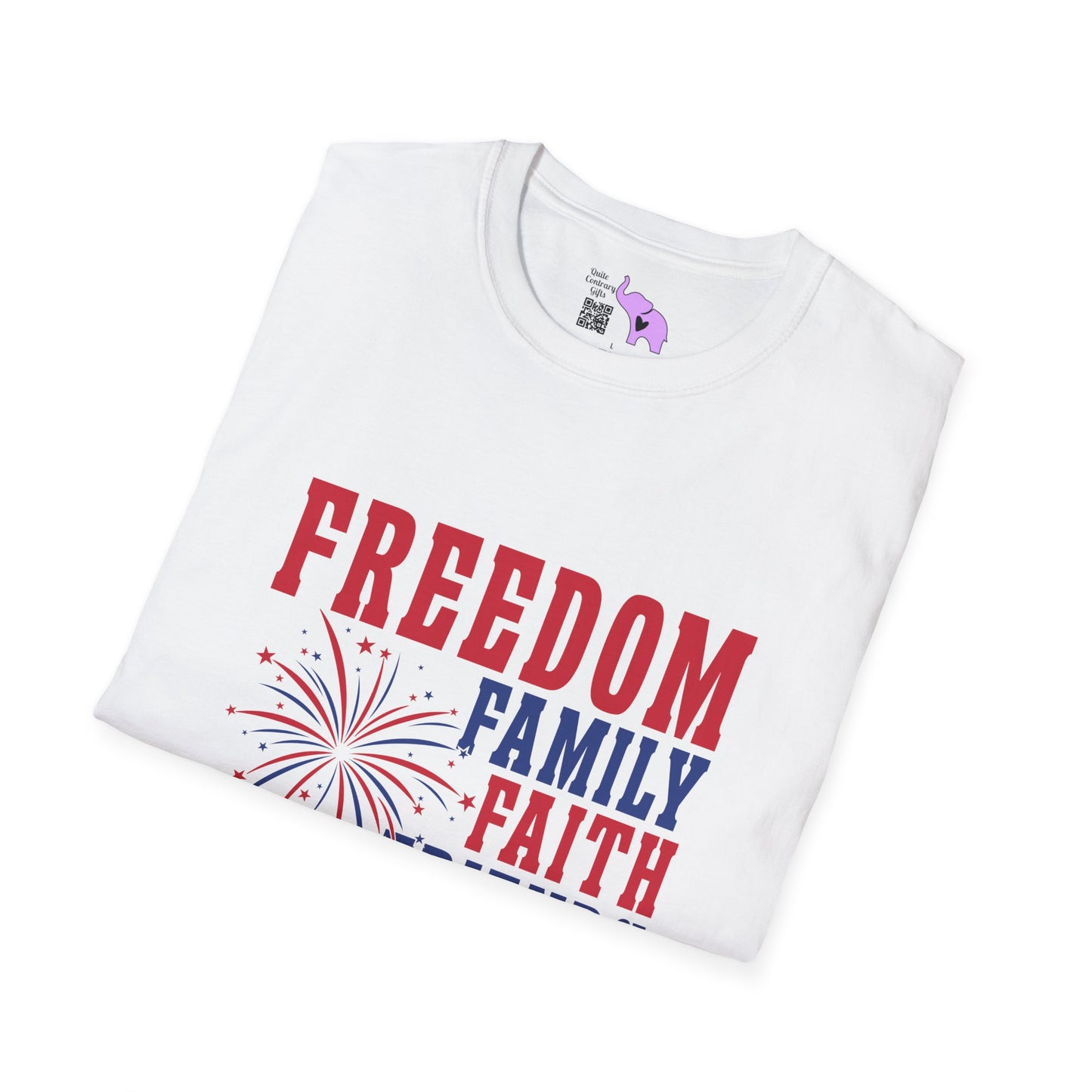 Freedom Family Faith Friends Fireworks 4th of July T-shirt