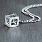 Hollowed Titanium Cube Necklace Gold/Silver/Black/Grey