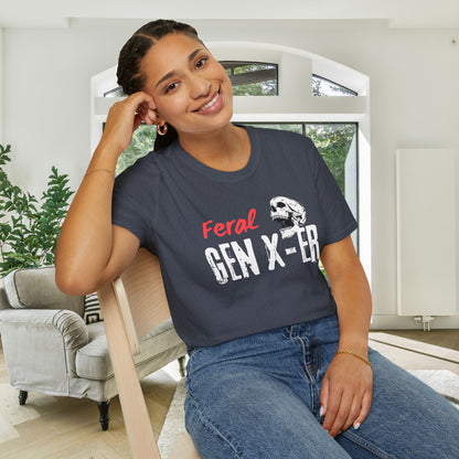 Feral GenXer w/Skull Adult T-shirt
