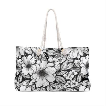 Black & White Forget-Me-Nots Weekender Bag