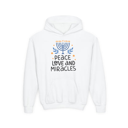 Hanukkah Peace Love & Miracles 1 Youth Hoodie