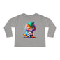 Cute Colorful Kitten w/Soccer Ball Toddler Long Sleeve Tee