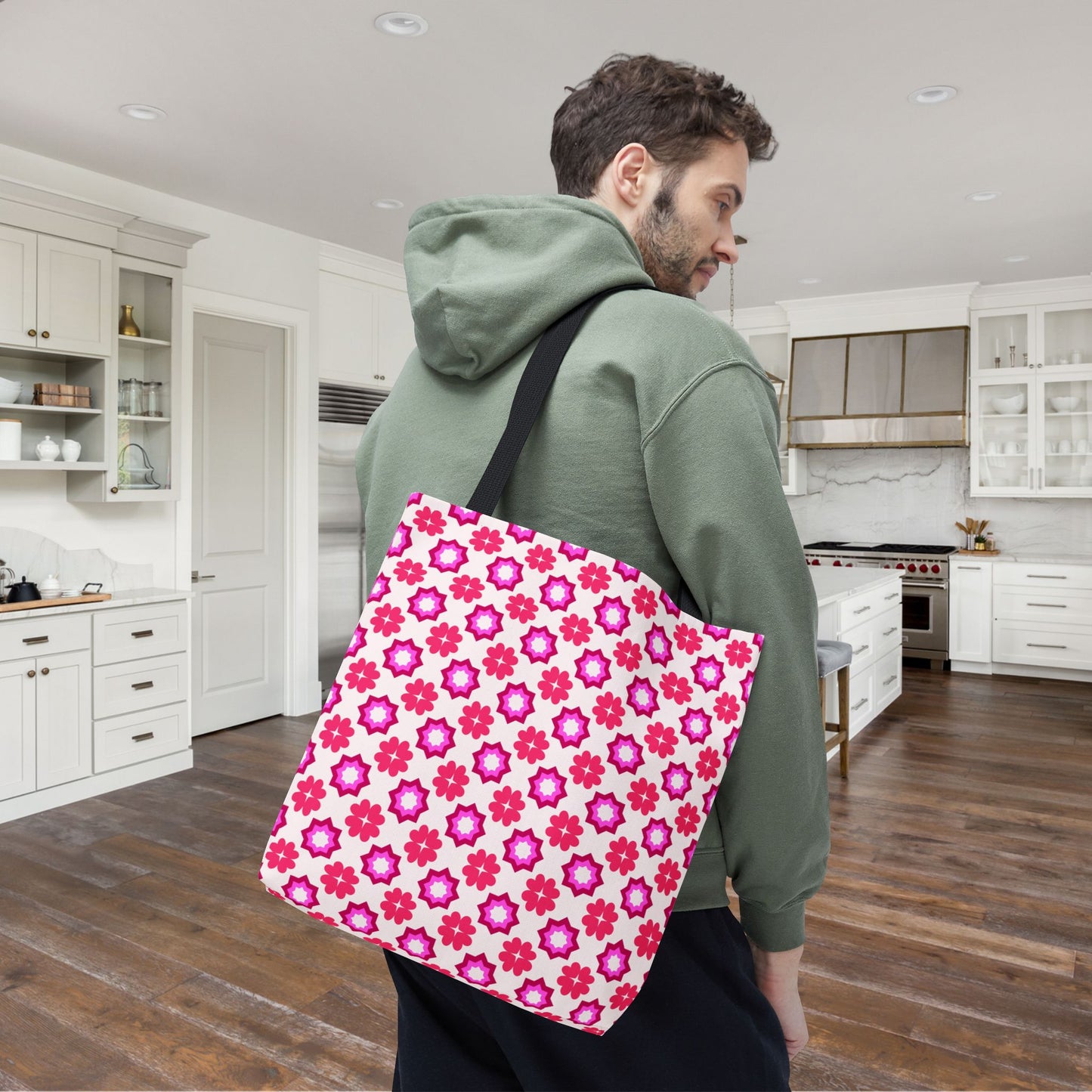 Rosy Star Garden Canvas Tote Bag