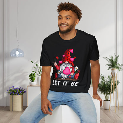 Let It Be Valentine Gnome Peace Sign Adult T-shirt