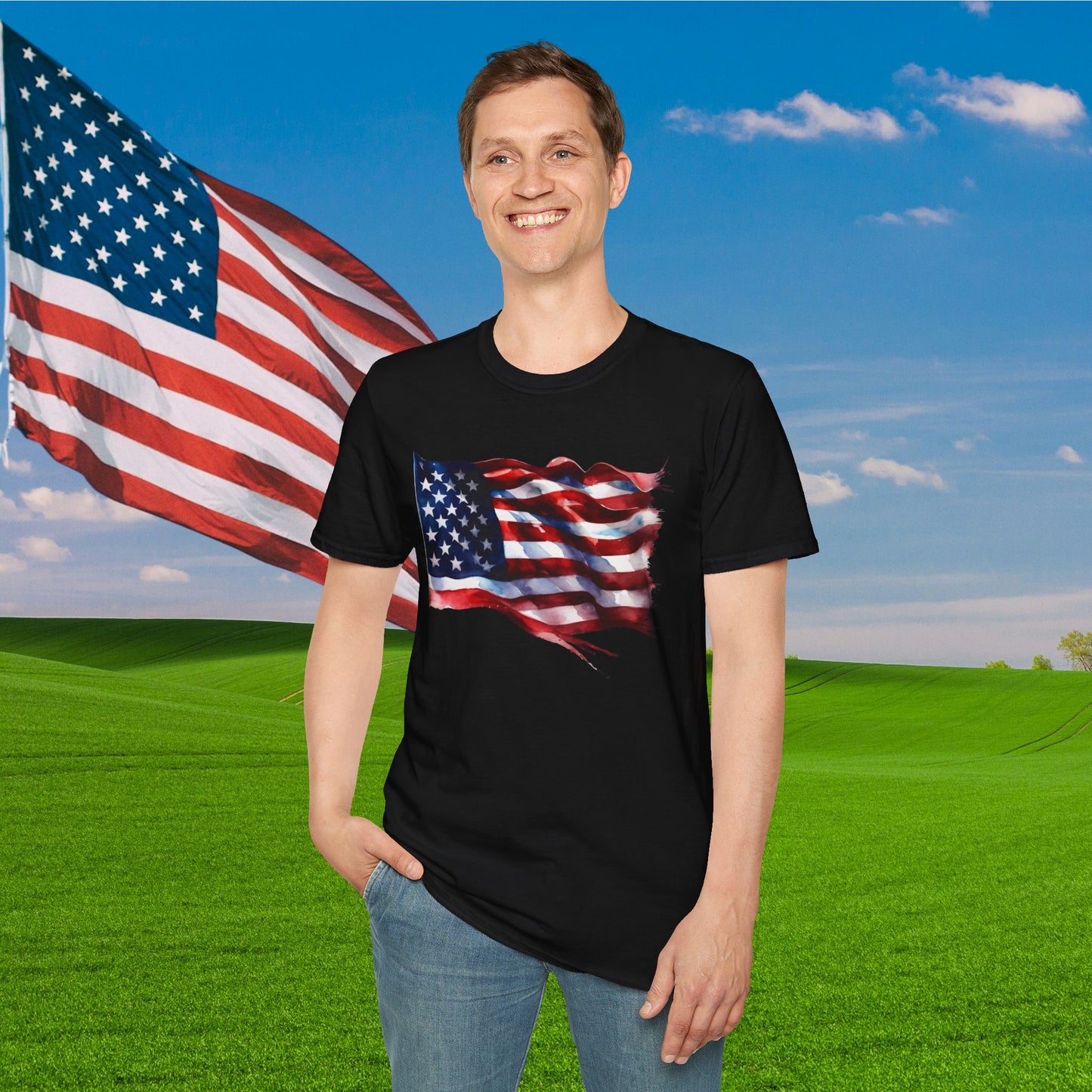 Distressed American Flag Adult T-shirt