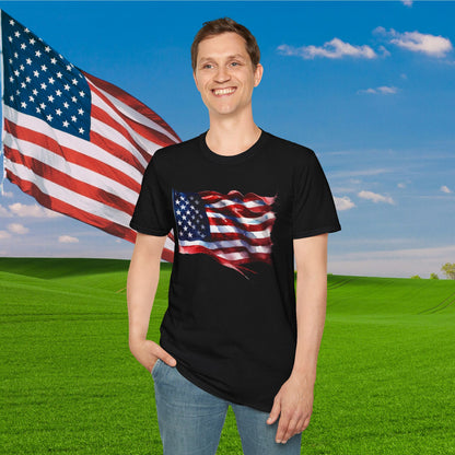 Distressed American Flag Adult T-shirt