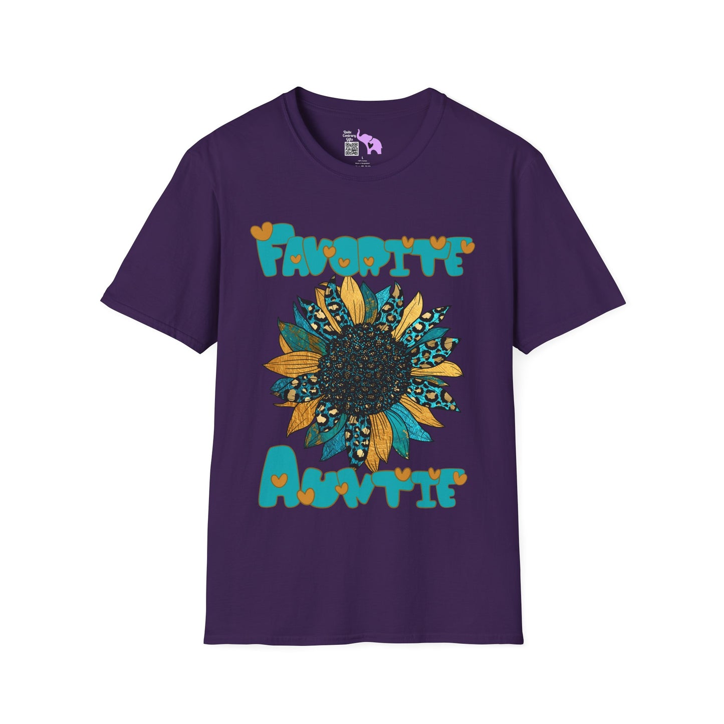 Favorite Auntie Teal/Gold Adult T-shirt