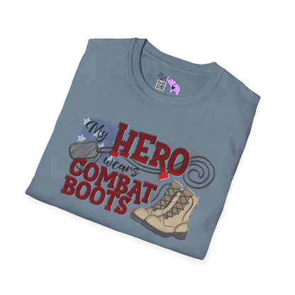 My Hero Wears Combat Boots Adult T-Shirt