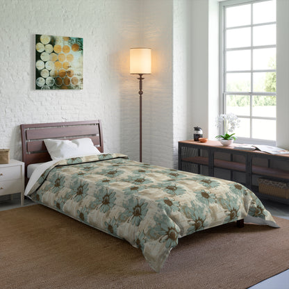 Rustic Teal Daisy Comforter