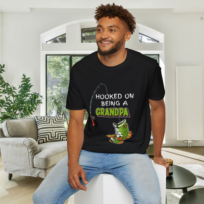 Hooked On Being A Grandpa Adult T-shirt