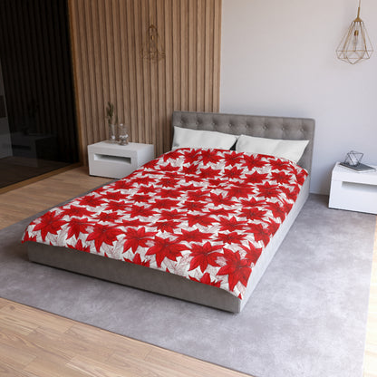Crimson Poinsettia Sketch Duvet Bedding Set