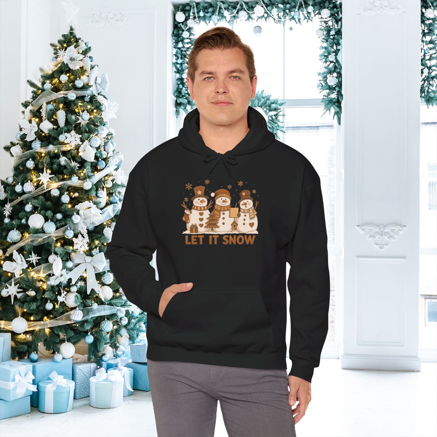 Let It Snow (Snowmen Trio) Adult Heavy Blend™ Hoodie