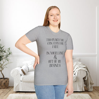 2 Places You Can Stay For Free: Your Lane & Out of My Business Adult T-shirt