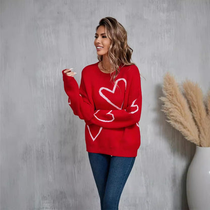 Adorable Hearts Pullover Sweater