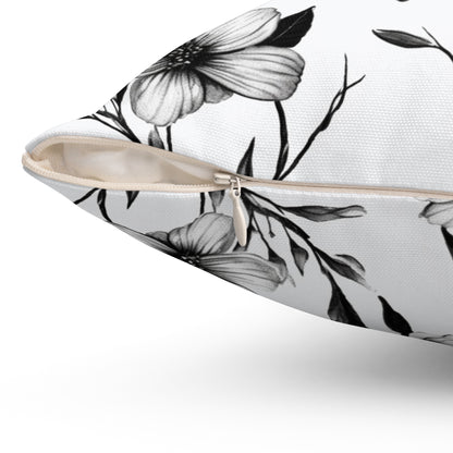 Black & White Five Petal Floral Basic Bedding Set