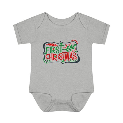 My First Christmas Infant Baby Rib Bodysuit