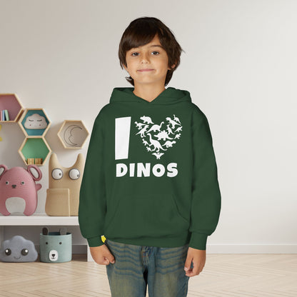 I Love Dinos (Dino Heart) Youth Heavy Blend Hoodie