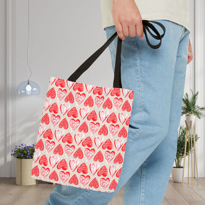 Doodle Hearts Canvas Tote Bag