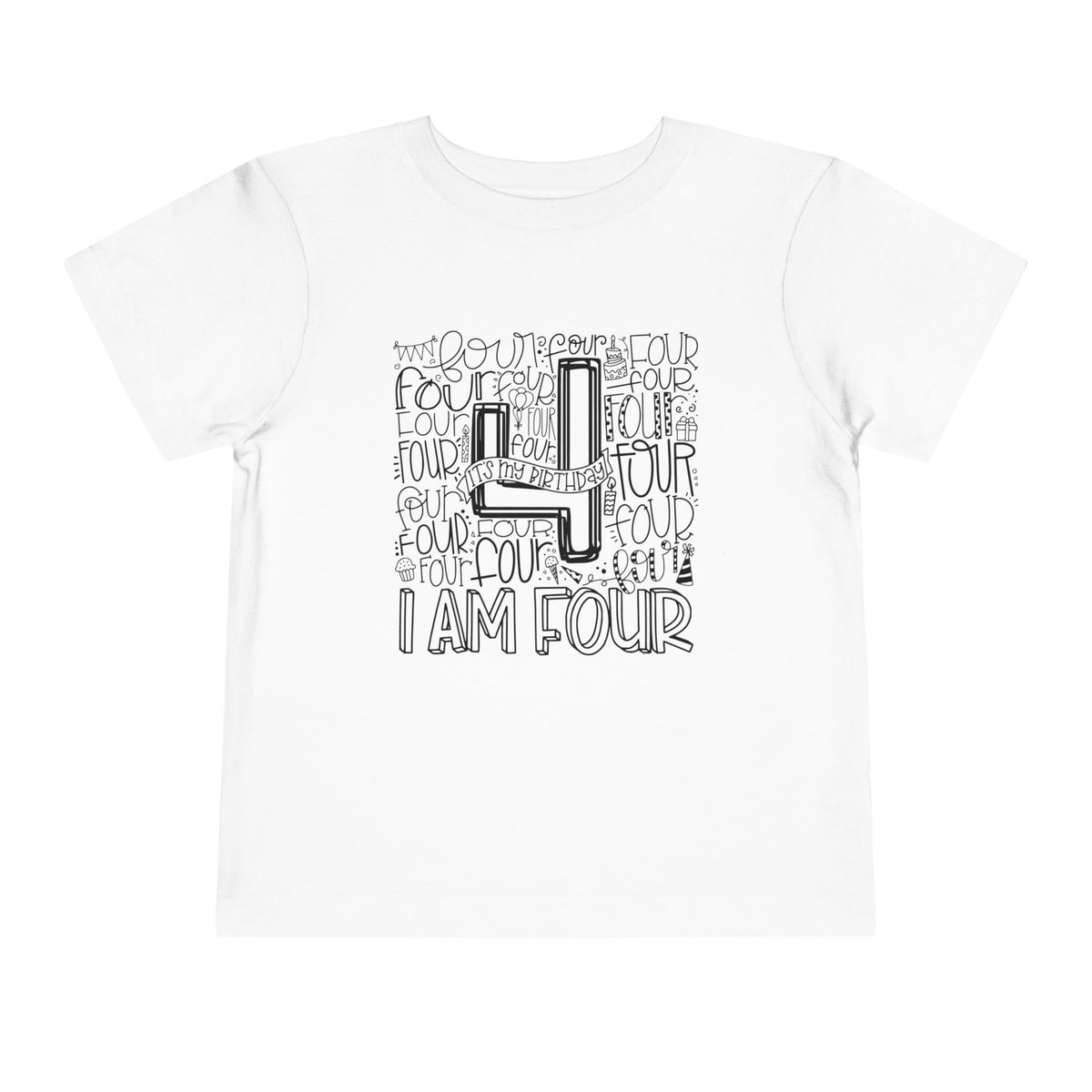 I Am Four Typography Toddler Tee