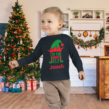 I'm The Smart Elf Personalized Toddler Long Sleeve Tee