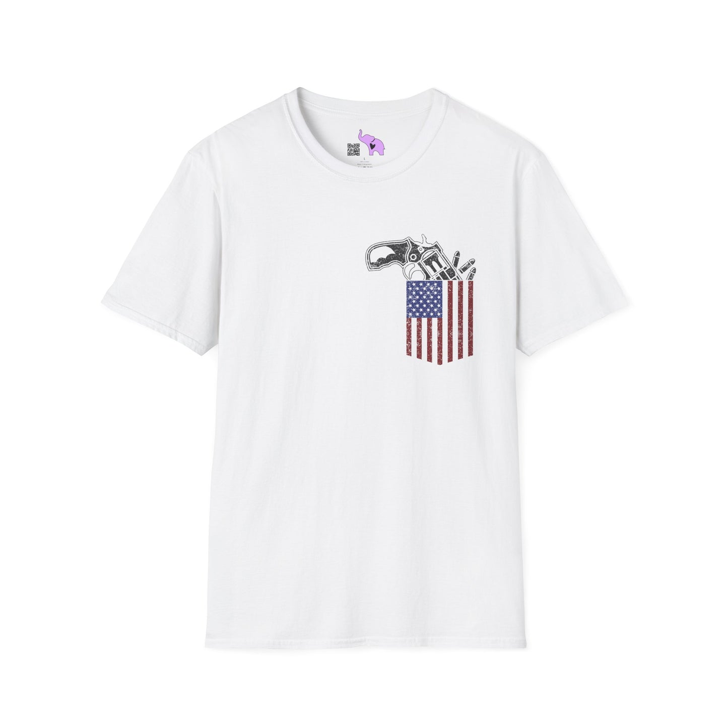 American Flag Pocket Gun Adult T-shirt