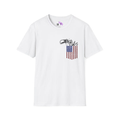 American Flag Pocket Gun Adult T-shirt