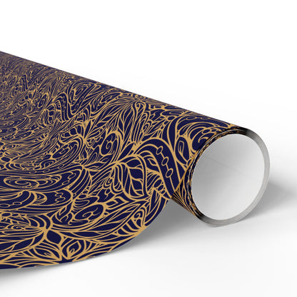 Golden Midnight Radiance Mandala Wrapping Paper