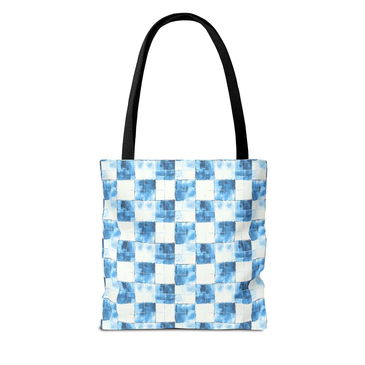 Cozy Blue Checkered Canvas Tote Bag