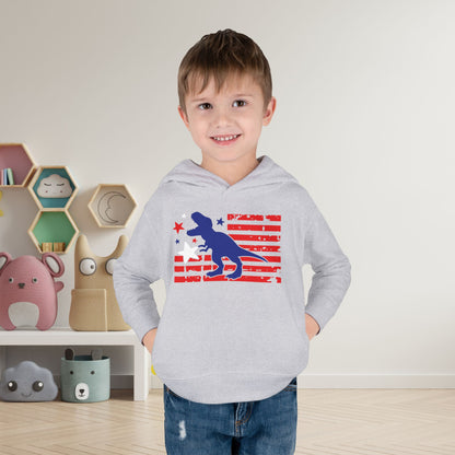 Distressed Patriotic T-Rex Toddler Hoodie