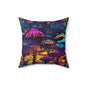 Psychedelic Spore Forest Throw Pillow