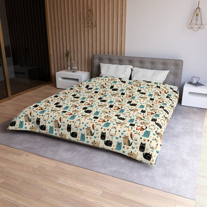 Whiskered Wonders Microfiber Duvet Cover