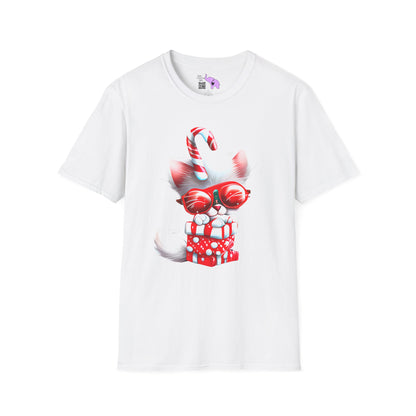Candy Cane Kitten Adult T-shirt