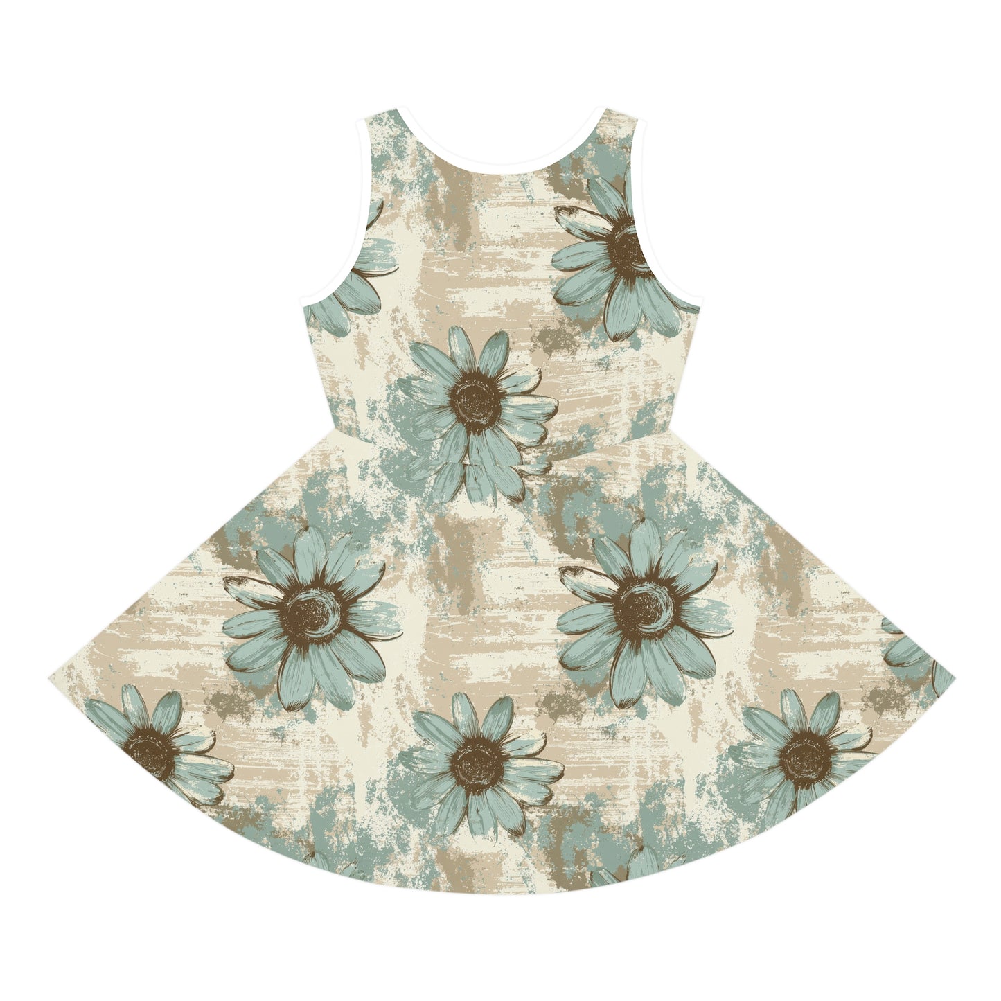 Rusty Teal Daisy Girls' Sleeveless Sundress