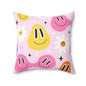 Whimsical Smiley Faces Throw Pillow