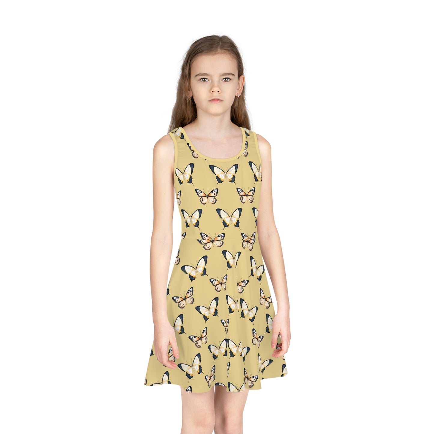Golden Flutter Girls' Sleeveless Sundress