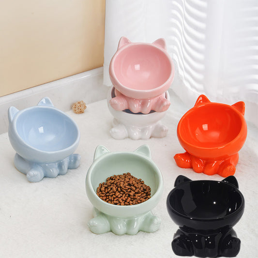 Raised Ceramic Cat Bowl