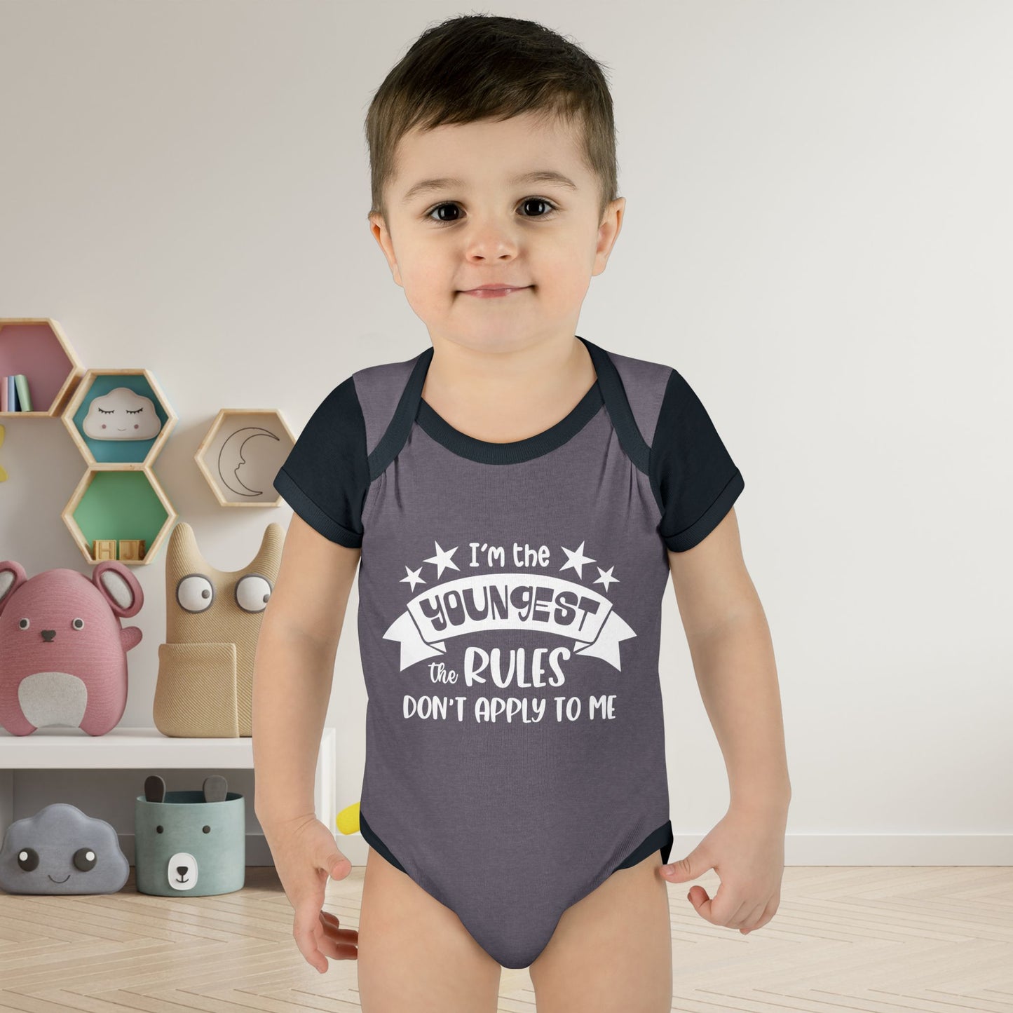 I'm The Youngest The Rules Don't Apply To Me Infant Baby Rib Bodysuit