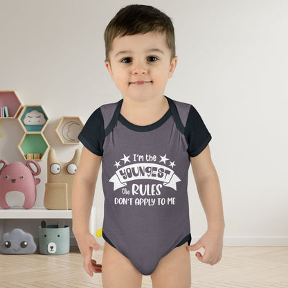 I'm The Youngest The Rules Don't Apply To Me Infant Baby Rib Bodysuit