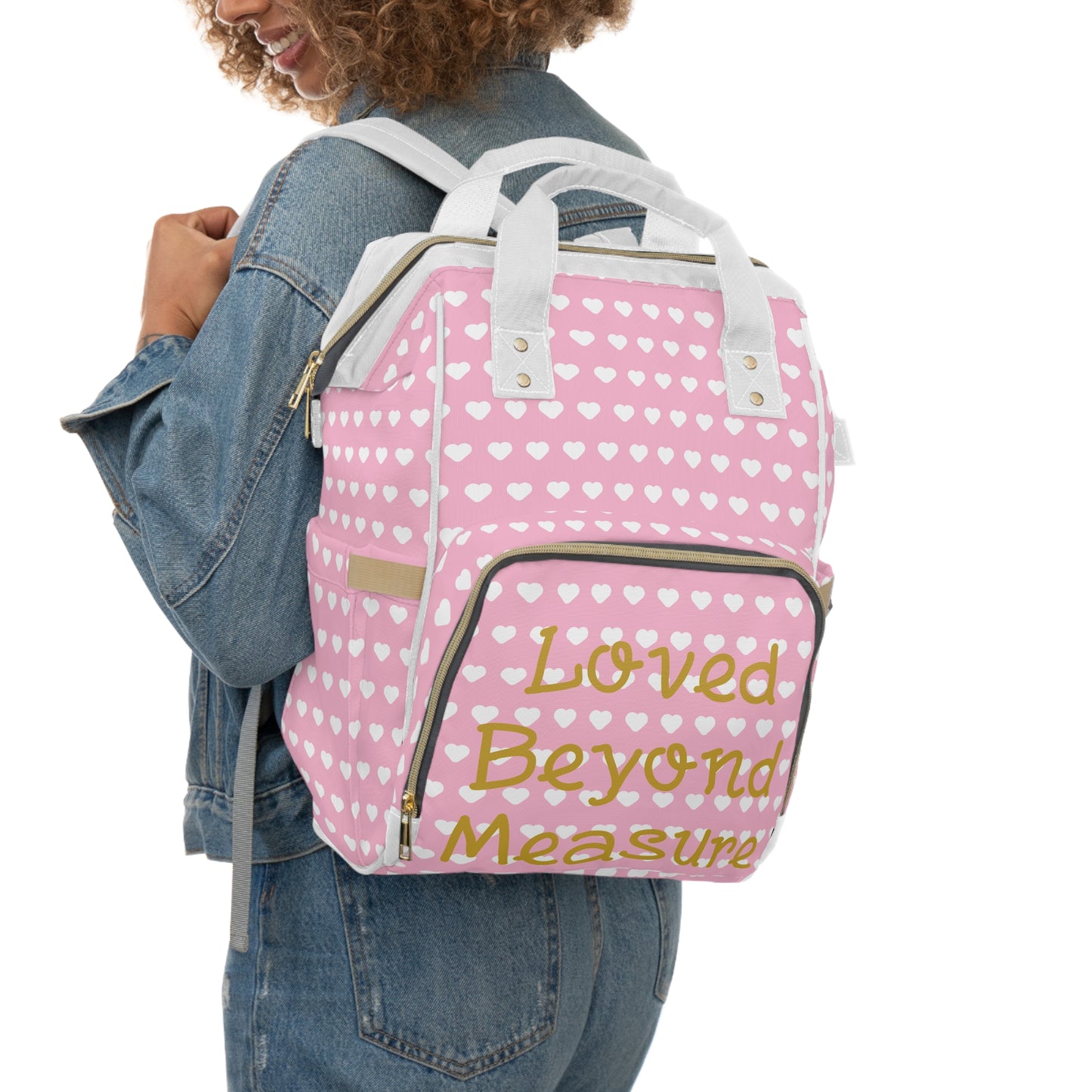 Personalized Pink Hearts Diaper Backpack
