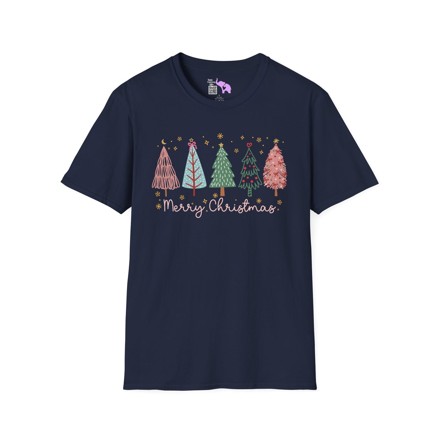 Merry Christmas Trees & Stars Adult T-shirt