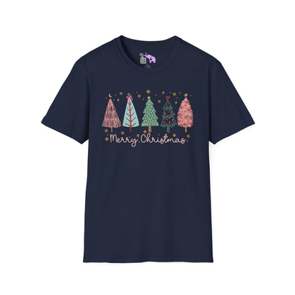 Merry Christmas Trees & Stars Adult T-shirt