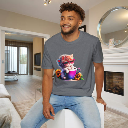 Cool Sunflower Kitten 3 Adult T-shirt