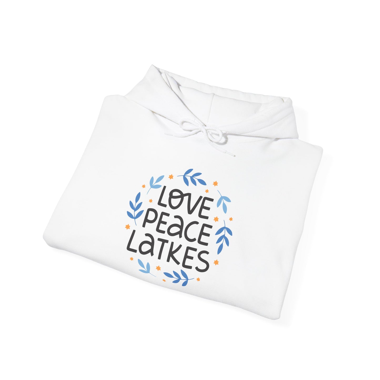 Hanukkah Love Peace Latkes Adult Heavy Blend™ Hooded Sweatshirt