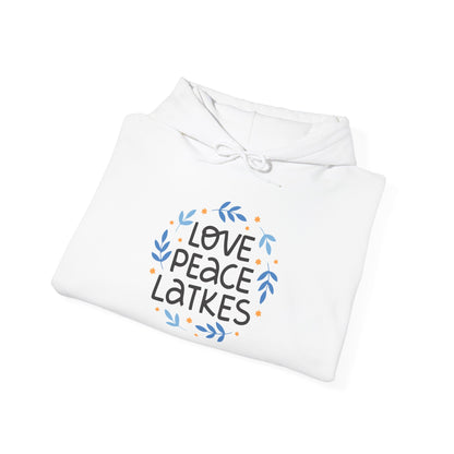 Hanukkah Love Peace Latkes Adult Heavy Blend™ Hooded Sweatshirt