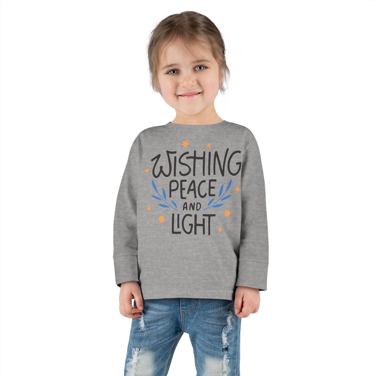 Hanukkah Wishing Peace & Light 3 Toddler Long Sleeve Tee