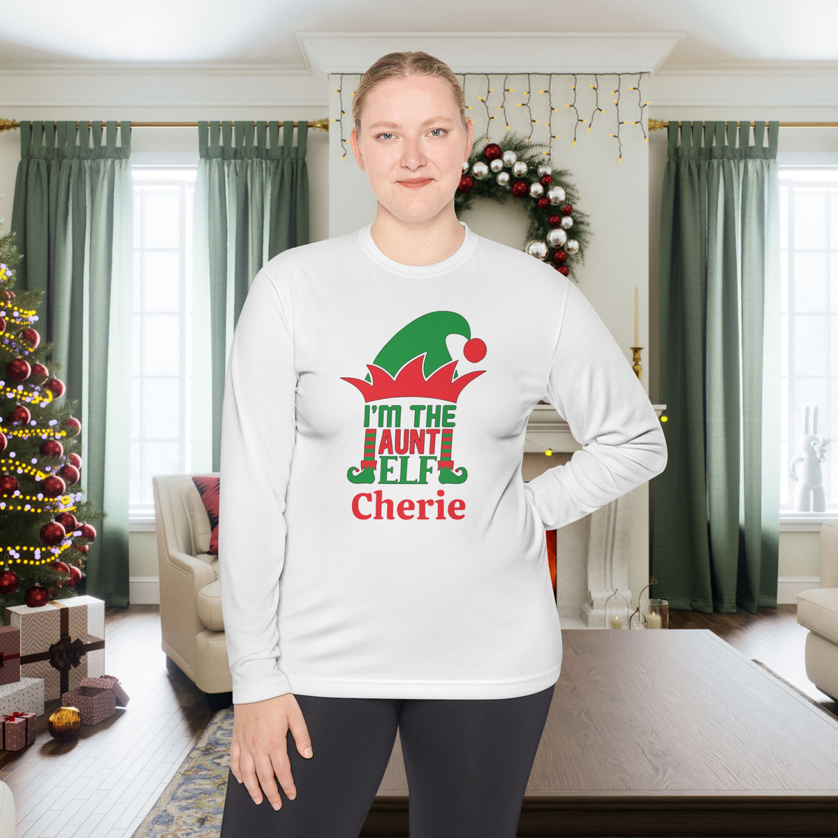 I'm The Aunt Elf Personalized Adult Long Sleeve Tee