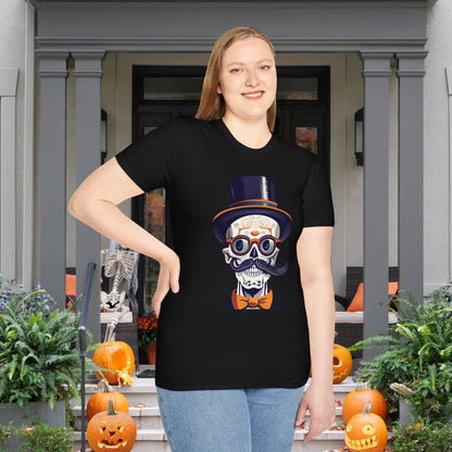 Top Hat & Mustache Skull Adult T-shirt