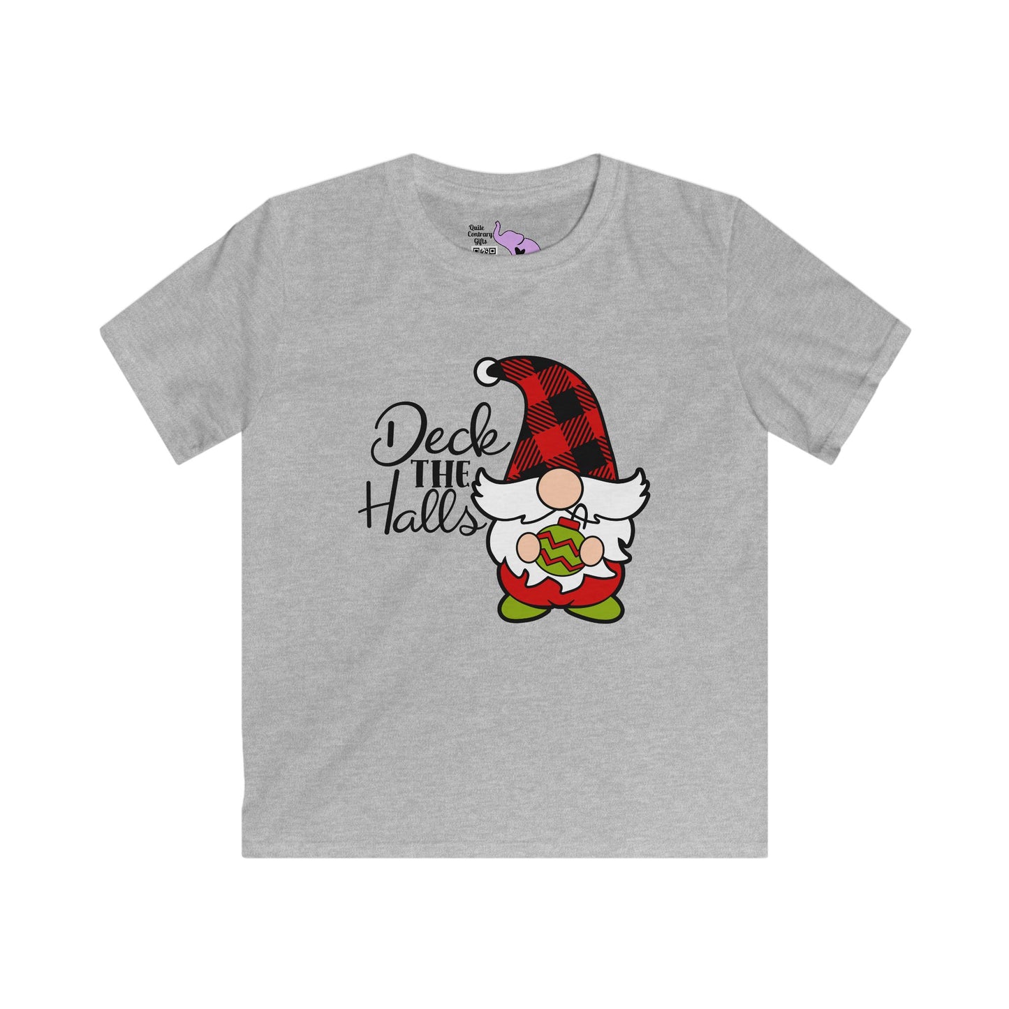 Deck the Halls Plaid Gnome Youth Softstyle Tee